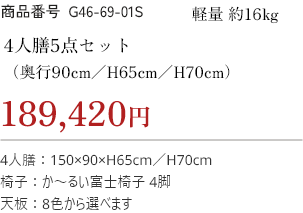 189,420円 4人膳5点セット 軽量約16kg